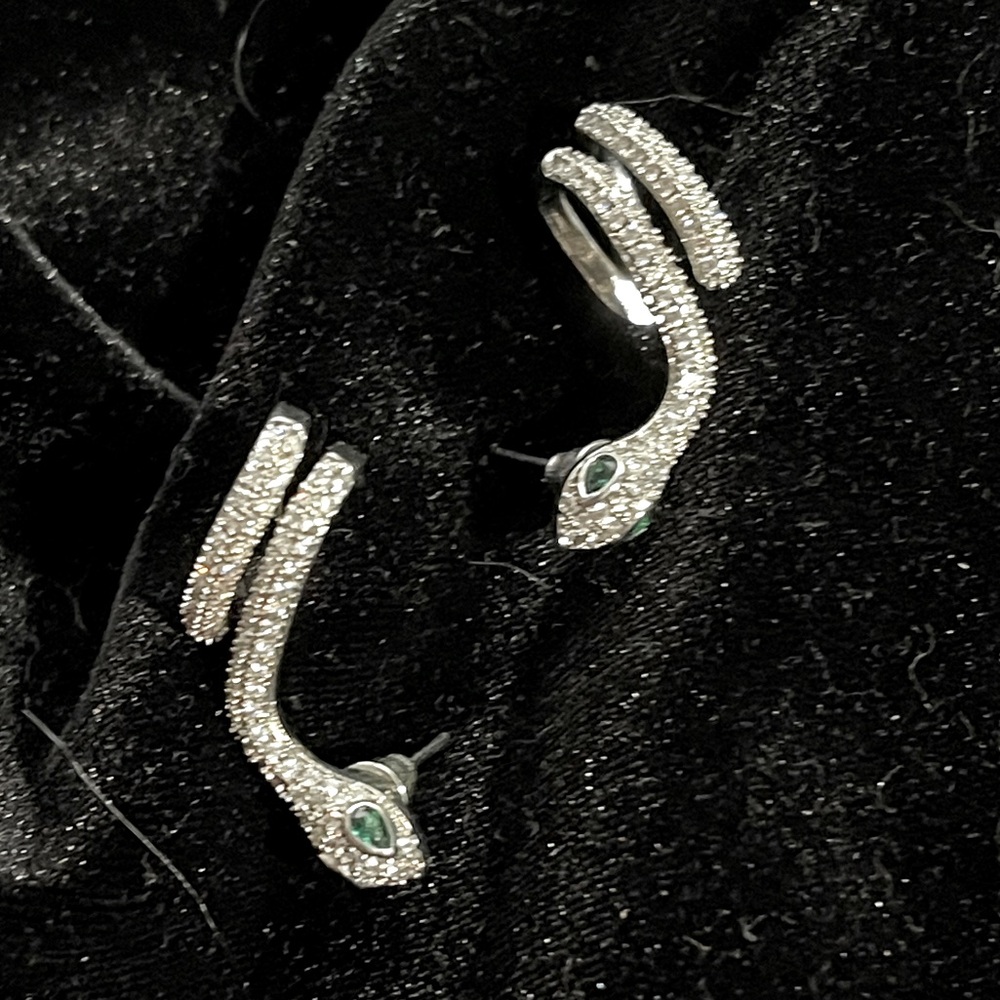 Snake CZ ear cuff earrings